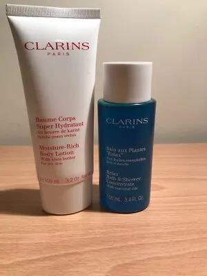 £20.95 • Buy CLARINS Set - Relax Bath & Shower Concentrate & Moisture Rich Bdy Lotion X 100ml
