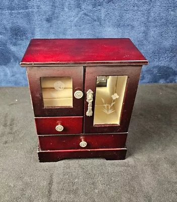 King Wood Company 2015 Jewelry Small Cute Cherry  Cabinet Armoire Glass Window • $15