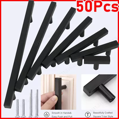 $10.34 • Buy Black Square Modern Kitchen Cabinet Handles Bar Pulls Drawer Stainless Steel