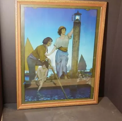 MAXFIELD PARRISH LARGE CROPPED EM CALENDAR - LAMPLIGHTER Ca. 1924 (Framed) • $449