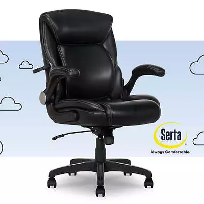 Air Lumbar Bonded Leather Manager Office Chair Black • $101.34