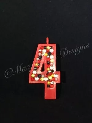 Hand Decorated Mickey Minnie Disney Colors Number 4 Birthday Candle Cake Topper • $9.99