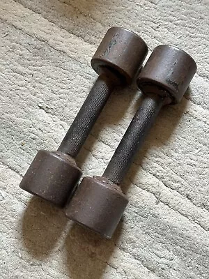 Vintage Original Iron Grip Style Dumbbells Pair Of 10 Lb (20lb Total) • $39.99