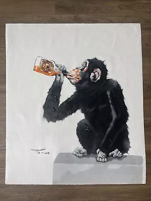 Modern Art Animal Monkey Drinking 20x24 Oil Painted Hand Made On Canvas • $69.99