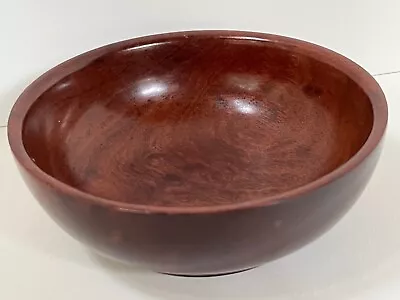 Vtg Genuine Dark MAHOGANY WOOD Round Serving Trinket BOWL Hand Made In HAITI • $32