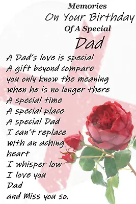 A+ DAD SON Memories English Bereavement Birthday Grave Memorial Card M66 • £4.03