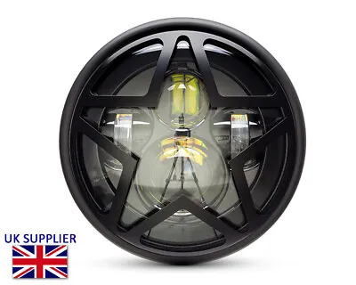 Custom LED Headlight With Star Grill Design For Royal Enfield Interceptor 650 • $159.08