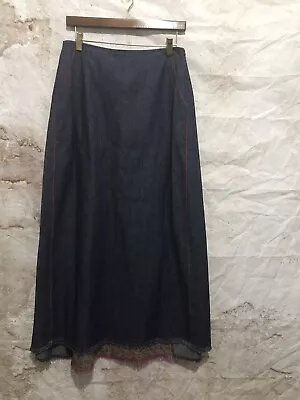 $24.99 • Buy Vintage Rare Free People Label MIDI Skirt Two Tone Fabric Chambray Drawstring M