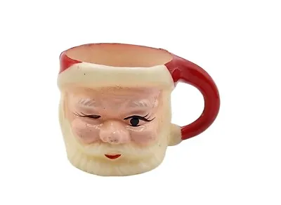 Vtg Miniature Plastic Winking Santa Face Mug Hong Kong Mini Cup 1.5  Christmas  • $11.99