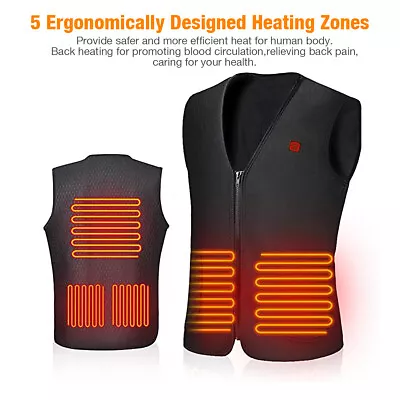 Heated Vest Warm Body Winter Thermal Electric USB Jacket Men Women Heating Coat • $15.99