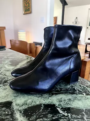 Zara Black Heel Leather Boots Size 38 (By Far Shoe Style) • $20