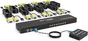 KVM Switch 8 Port  8X1 Rackmount KVM Switch VGA Included 8 2-in-1 KVM Cables  • $109.36