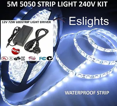 5m 5050 Flexible 240v Waterproof Led Strip Light Power Supply Kitchen Bench   • $41.50