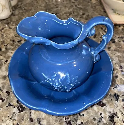 McCoy USA Pottery Blue Pitcher And Wash Bowl Basin Set Vintage • $20.99