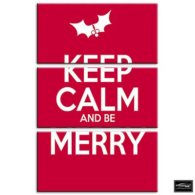 Keep Calm Red  Christmas BOX FRAMED CANVAS ART Picture HDR 280gsm • £24.99