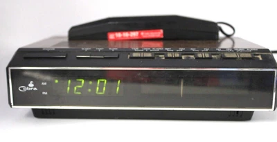 $10 • Buy Vintage Cobra Telephone Alarm Clock Combo Faux Wood Working 