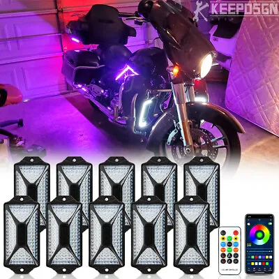 For Harley Road Street Glide Special 10 Pods RGB LED Rock Lights Underglow Kit • $65.18