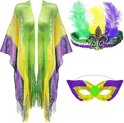 Mardi Gras Shawl Scarf Costume Mardi Gras Outfit Women For Masquerade Party Favo • $21.16