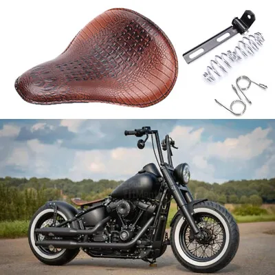 Alligator Motorcycle Solo Seat Spring Brown For Harley Davidson Chopper Bobber • $85.43