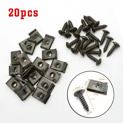 20Set Car Bumper Fender Trim Panel Fastener Metal U-type Clips&Screws Kit • $12.82