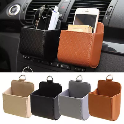 1x Leather Car Storage Bag Air Vent Dashboard Organizer Box Phone Holder Parts • $12.42