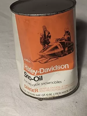 Very Rare Vintage Harley Davidson Two Cycle Sno-Oil Snowmobile Oil Can FULL!!  • $350