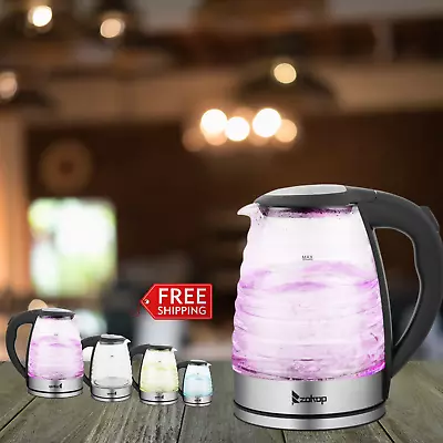 Electric Kettle Stainless Steel High Quality Glass Seven Colours • £20.54