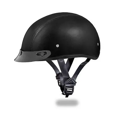 Daytona Helmets Skull Cap LEATHER COVERED Open Face Motorcycle DOT Helmet D3-A • $91.76