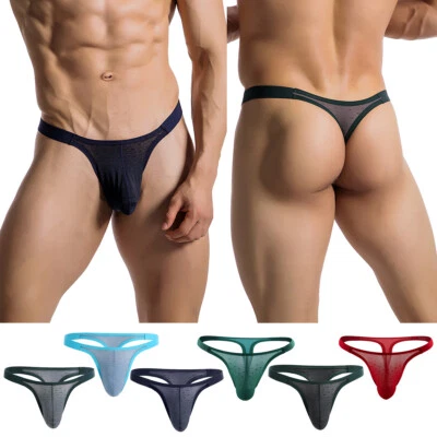 Bikini Uomo Lucido Slip Perizoma - Tanga Con Guaina, Nuovo Con Etichette, Materiale Elastico - 3