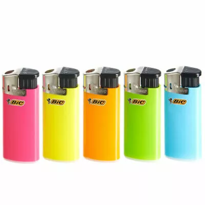 BIC Clic Electronic Small Cigarette Lighters Tobacco Bulk 5 Pack Assorted Colour • $9.48