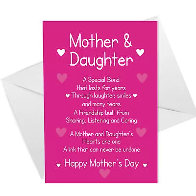 Mum Mothers Day Card From Daughter Love Poem Quality Card For Mum Mummy • £2.95