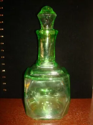 Vintage Anchor Hocking Green URANIUM Depression GLASS Vaseline DECANTER STOPPER • $170