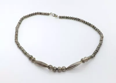 Vintage Native American Navajo Silver Bench Bead Melon Bead Necklace 15.1g • $250