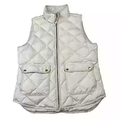 J Crew Size M Womens Cream White Down Filled Quilted Excursion Button Vest  • $24.99