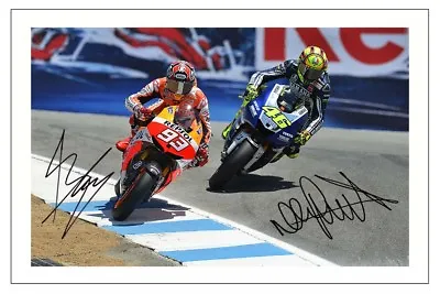 Valentino Rossi & Marc Marquez Signed Photo Print Autograph Moto Gp • £6.90