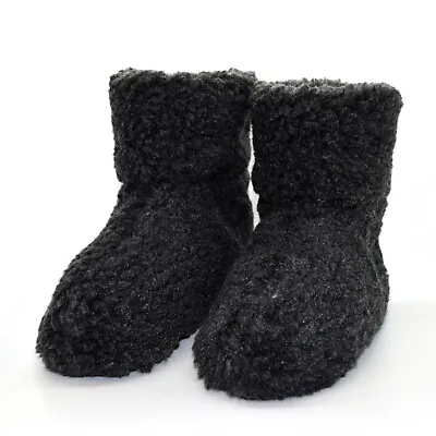 £10.98 • Buy Grey Womens Ladies Slip On Warm Fluffy Fur Lined Slippers Ankle Boots Booties