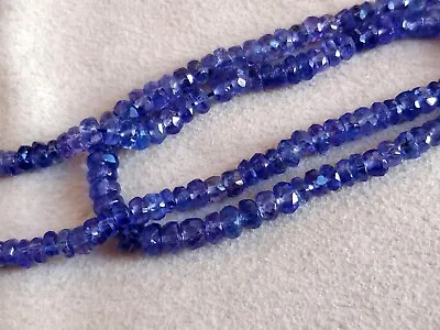 AAA Deep Blue/Violet Tanzanite Faceted Rondelle Beads 4 Mm Natural Gemstones • $96