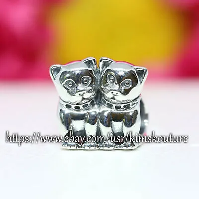 $29.90 • Buy Authentic Pandora Twin Cat Purrfect Together Sterling Silver 791119 Bead Charm