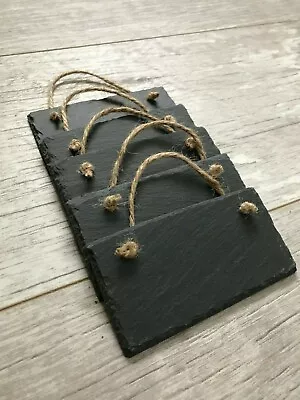 10x5cm Handmade Slate Hanging Chalkboards Mini Memo Name Tags Wedding Favours • £164