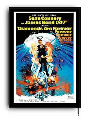 JAMES BOND SEAN CONNERY Light Up Movie Poster Lightbox Led Sign Home Cinema Room • £79.99