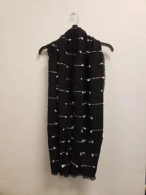 J. Crew Women's Black Embroidered Striped Scarf • $30