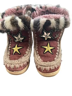 MOU Eskimo Sneaker Boot - Rhinestone Star Patches And Mink Fur Trim • $150