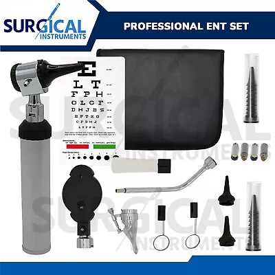 NEW ENT (Ear Nose Throat) Diagnostic Otoscope Ophthalmoscope Set W/Zipper Case • $32.49