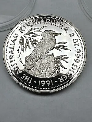 1991 AUSTRALIA KOOKABURRA  2 OZ. .999 PROOF SILVER COIN- Rare Ltd 5000 PROOF • $135