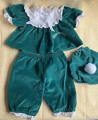 Cabbage Patch Green Velvet Dress W/ Pants And Hat Outfit- Vintage • $30