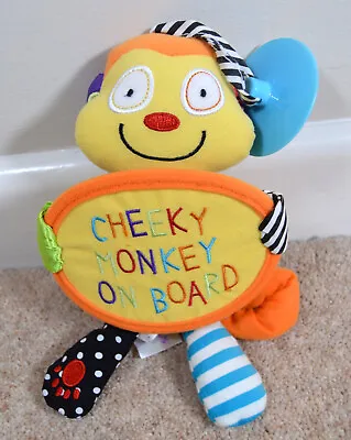 Babies R Us Cheeky Monkey On Board Car Sign Window Suction Cup Soft Plush Toy • £3