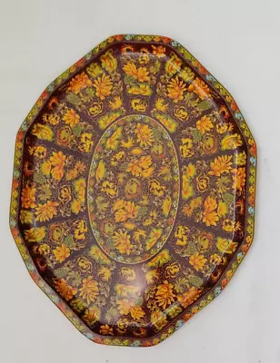 Daher Decorated Ware Vintage Tray In  Fall Floral  Pattern Very Good • $10