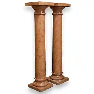 Pair Of Column IN Marble Red Verona Italian Design H 100cm • £1487.55