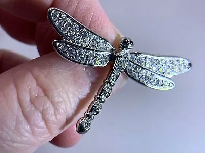 £39.35 • Buy Dragonfly Pave Clear Crystals SWAROVSKI Vintage Silver Pin Brooch V-3002*