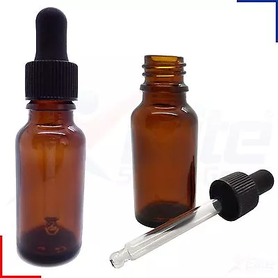 £3.75 • Buy 10ml Or 20ml Amber Glass Pipette Dropper Oils Aromatherapy Eye Drops Bottle